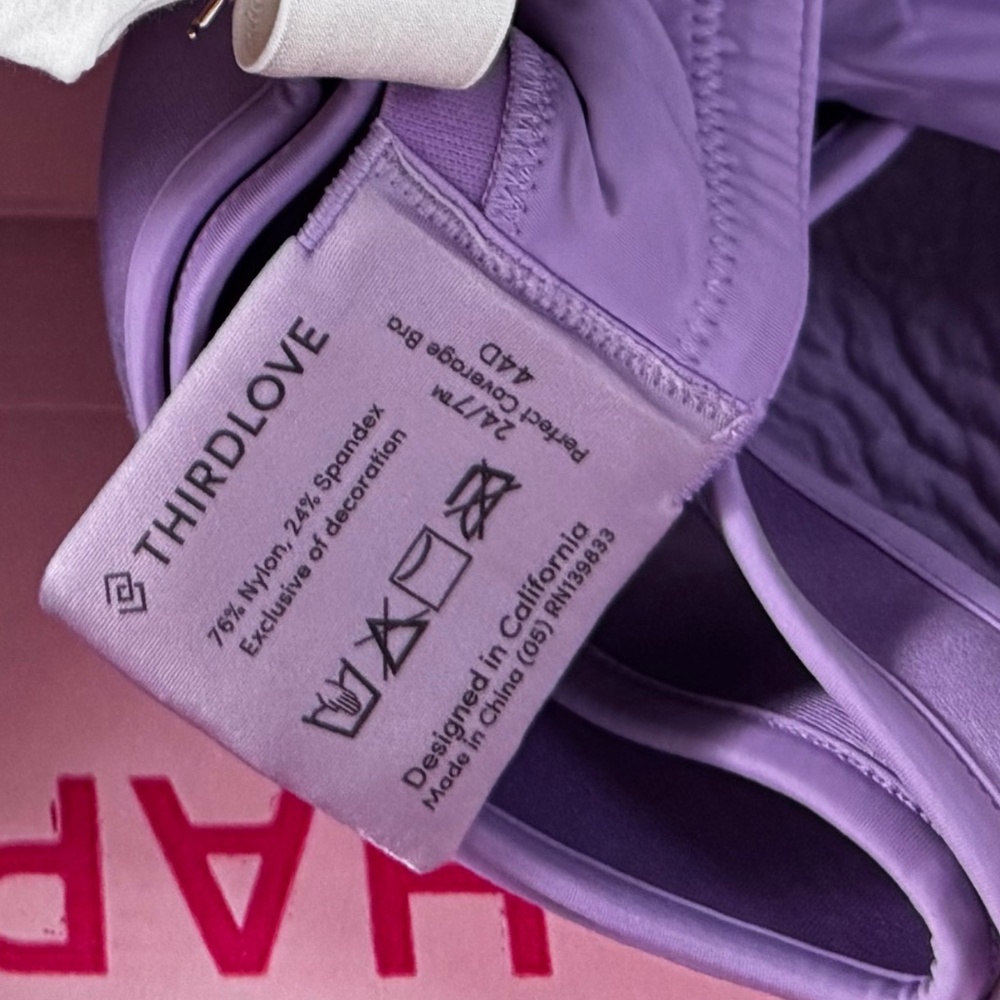 Third love wired bra 44D lilac blush